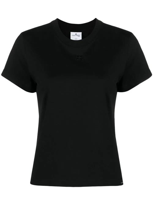 T-shirt in cotone con logo ricamato Courreges | 423JTS006JS01079999