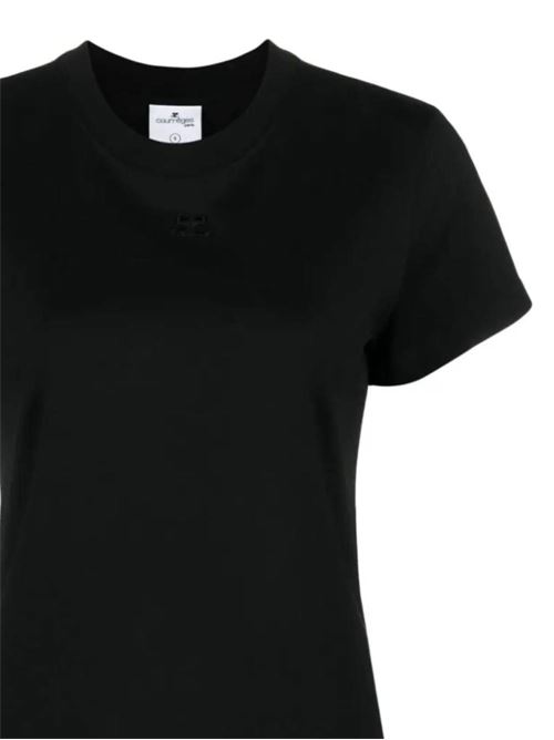 T-shirt in cotone con logo ricamato Courreges | 423JTS006JS01079999