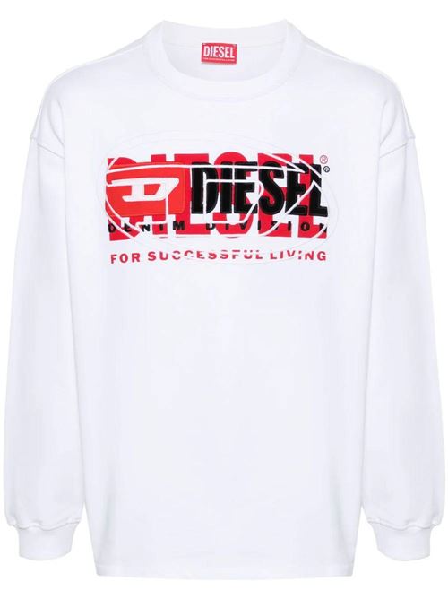 S-Baxt-N1 sweatshirt in optical white cotton. Diesel | A121500IAJH100