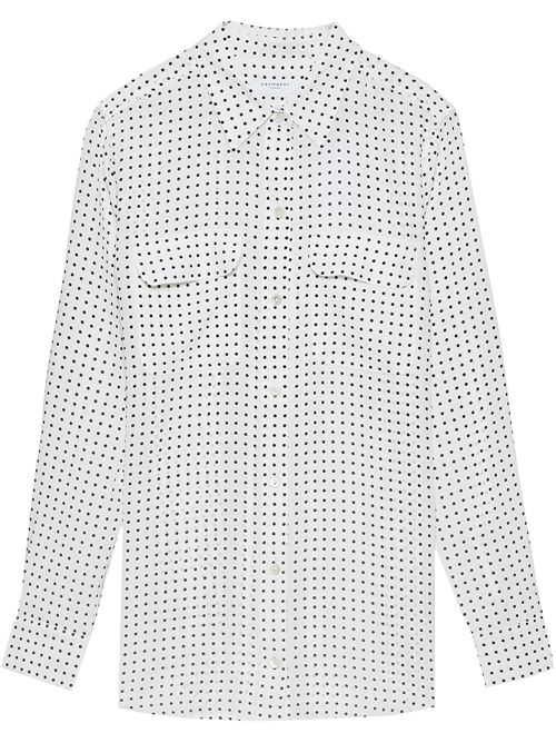 Seta bianca/nera Camicia firmata in seta Equipment | 2661E231NAT.WHITE/T.BLK