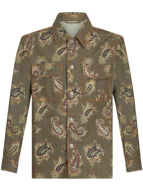 Camicia stampa verde oliva/multicolore Etro | MRBA0023AD209S9890