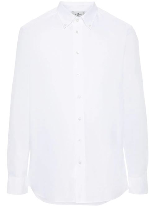 white cotton button-down collar embroidered logo Etro | MRIB0004AV201W0800