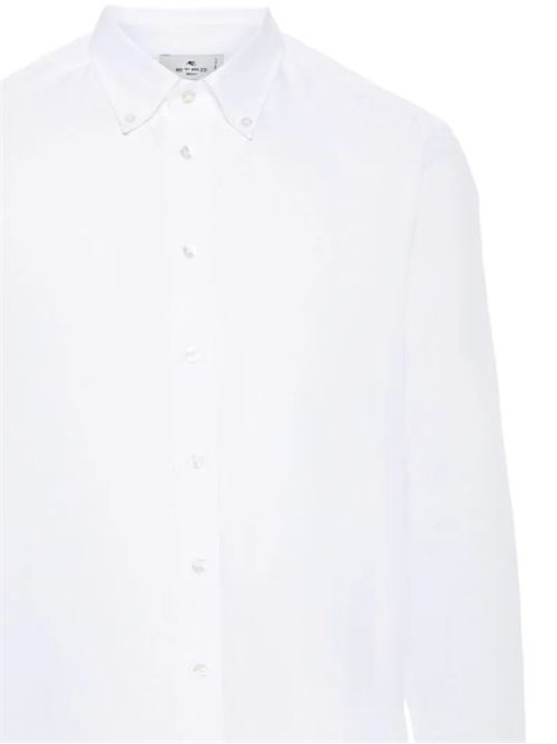 white cotton button-down collar embroidered logo Etro | MRIB0004AV201W0800