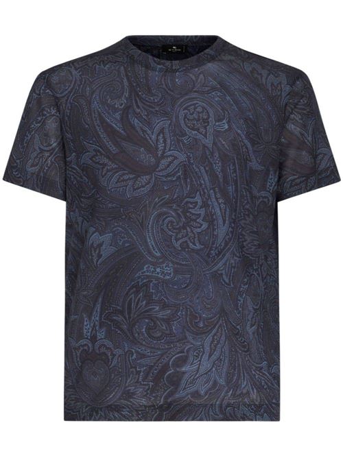 Navy blue paisley t-shirt Etro | MRMA0002AJ067X0883