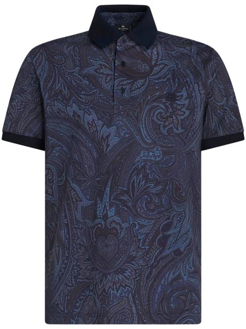 Blue cotton piqué polo Etro | MRMD0004AJ041X0883