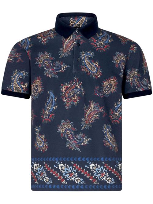 Navy blue/multicolour polo Etro | MRMD0004AJ181X0883