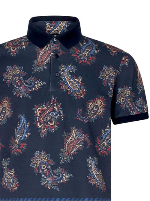 Navy blue/multicolour polo Etro | MRMD0004AJ181X0883