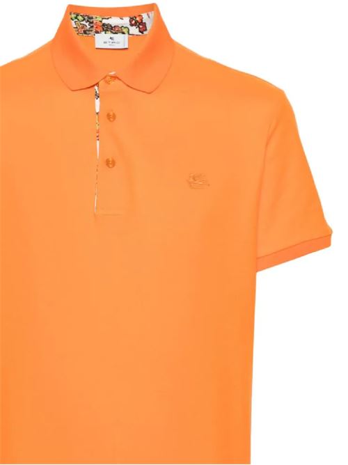 Pumpkin orange cotton piqué polo Etro | MRMD0005AC174A0350