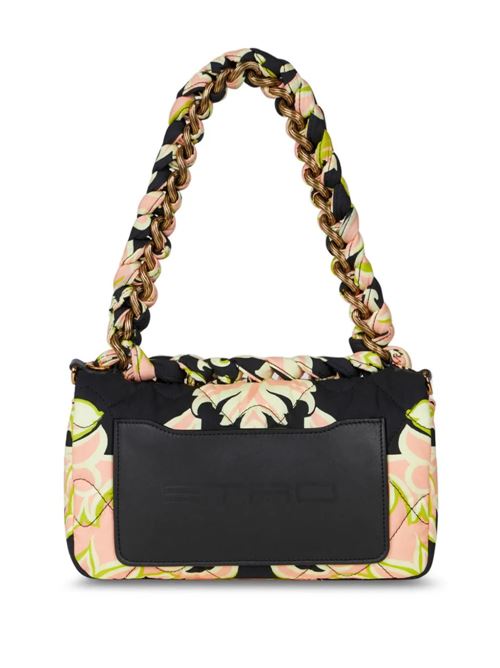 Borsa a tracolla con stampa floreale all-over nera/multicolore targhetta Pegaso Etro | WP1B0004AK330X0810