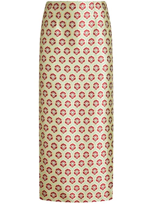 Light green/red full jacquard skirt Etro | WRFA003699TFA07S9840