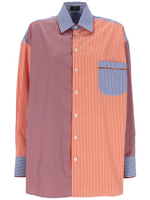 Camicia in cotone arancione/multicolore motivo a righe Etro | WRIA0028AV346S9000