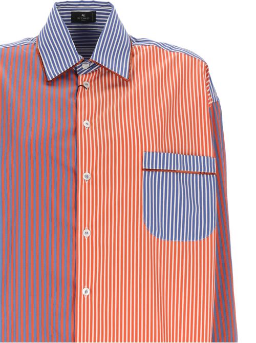 Camicia in cotone arancione/multicolore motivo a righe Etro | WRIA0028AV346S9000