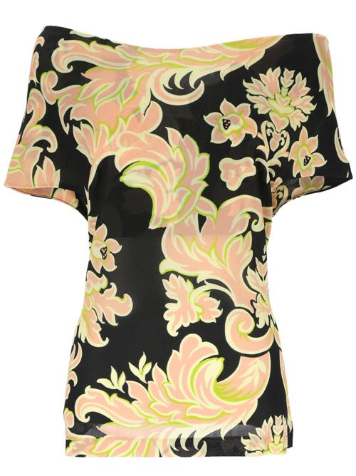 black/multicolour crepe texture all-over floral print Etro | WRJA004699IA416X0810