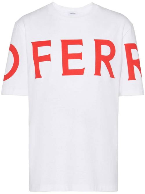 T-shirt in cotone con stampa logo Ferragamo | 122303771916