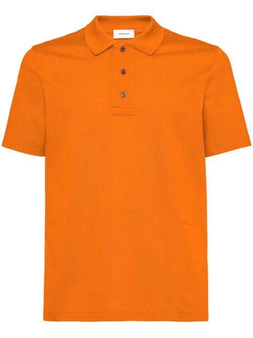 carrot orange cotton piqué weave polo collar short Ferragamo | 122328772049