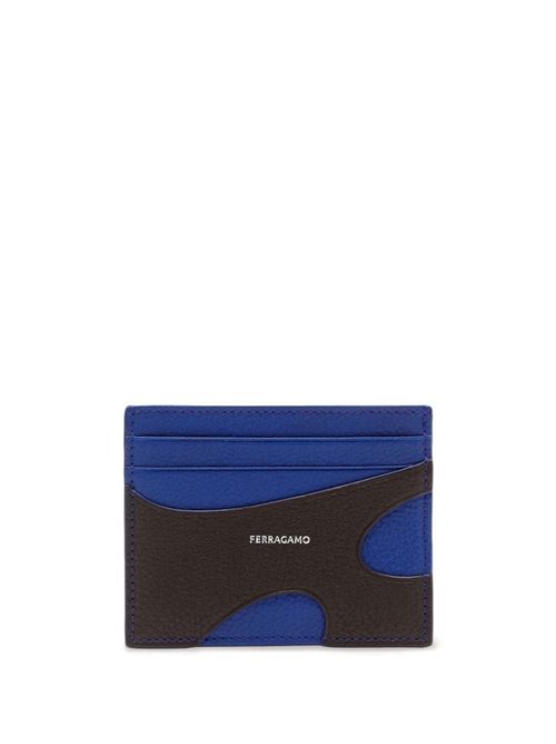 Porta carte in pelle nera/blu elettrico Ferragamo | 661261770117