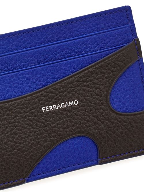 Porta carte in pelle nera/blu elettrico Ferragamo | 661261770117