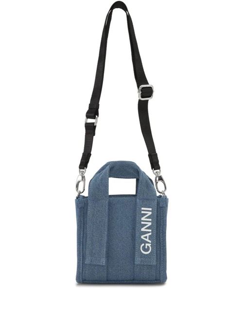 Borsa con stampa del logo in denim Ganni | A5459630