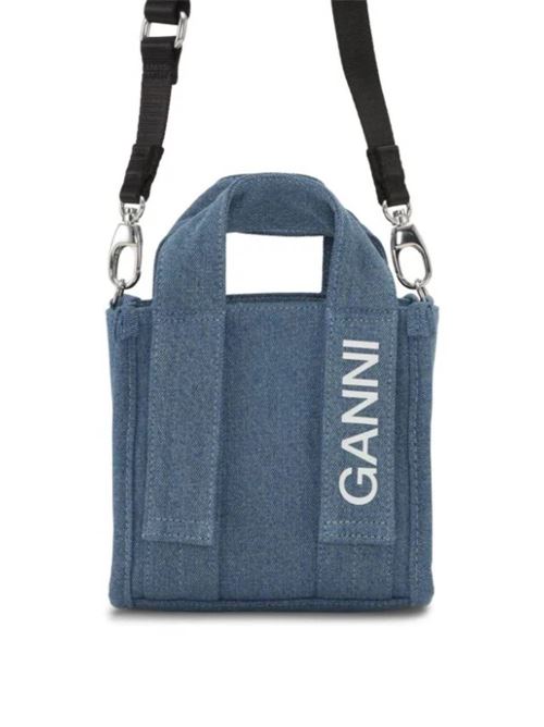 Borsa con stampa del logo in denim Ganni | A5459630