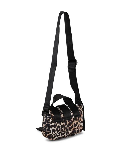 Borsa in poliestere riciclato animalier Ganni | A5640943