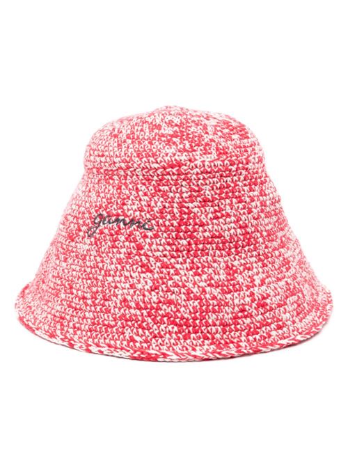 Red/white organic cotton chunky hat Ganni | A5811135