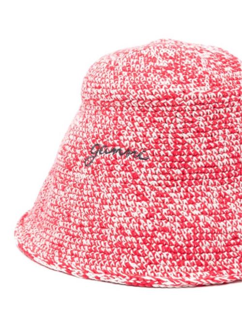 Red/white organic cotton chunky hat Ganni | A5811135