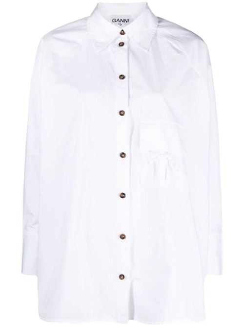 White organic cotton poplin shirt Ganni | F9073151