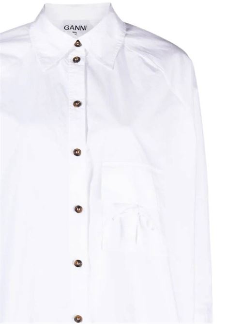 Camicia in popeline di cotone organico bianco Ganni | F9073151