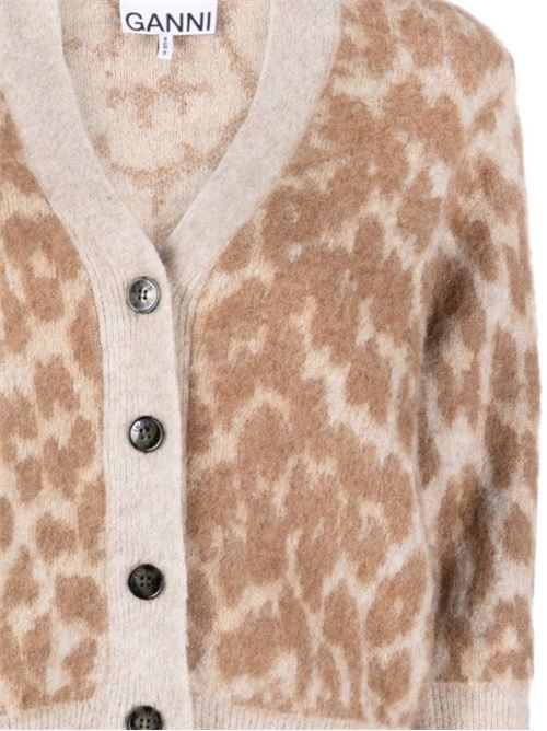 Cardigan in stampa leopardata GANNI | K1976765