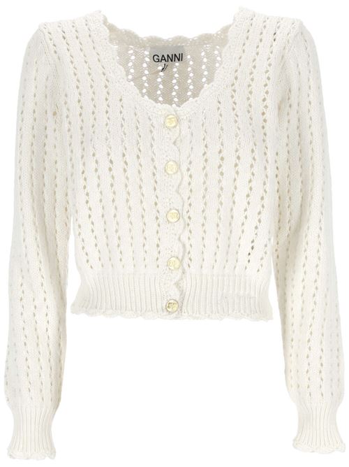 Cardigan traforato bianco Ganni | K2062151