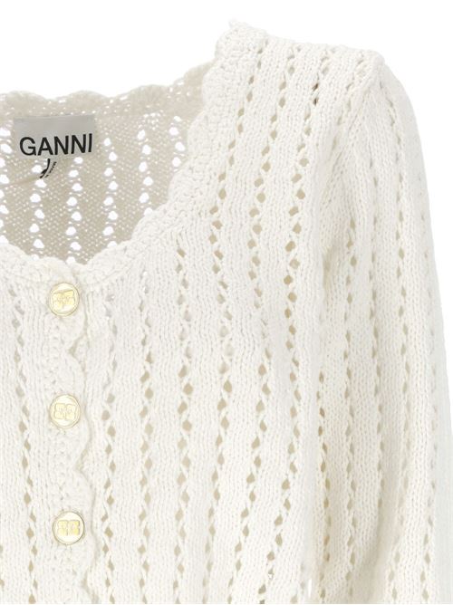 Cardigan traforato bianco Ganni | K2062151