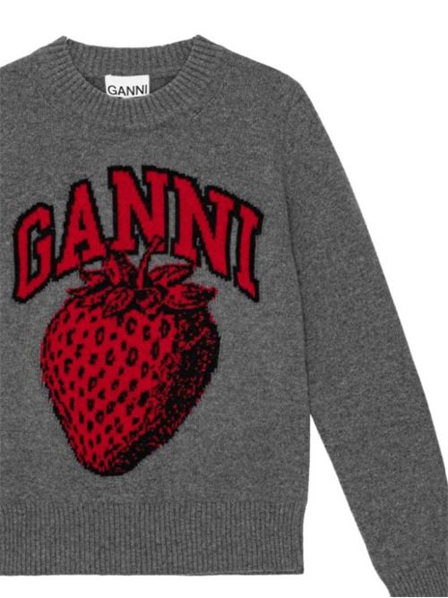 Black/grey/red intarsia knit Ganni | K2090523