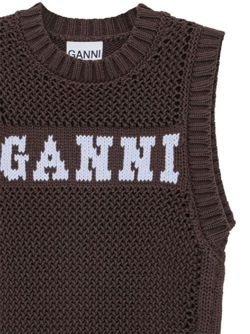 brown/white organic cotton blend knitted Ganni | K2120079