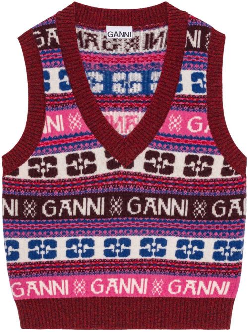 Gilet maglione con intarsio Fair Isle Ganni | K2121999