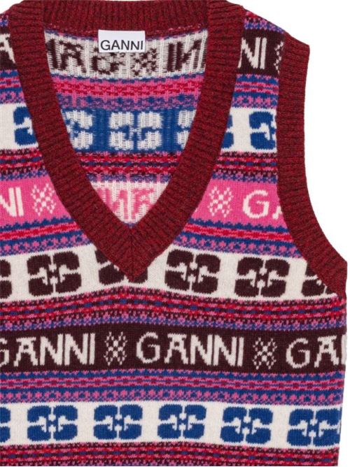 Gilet maglione con intarsio Fair Isle Ganni | K2121999