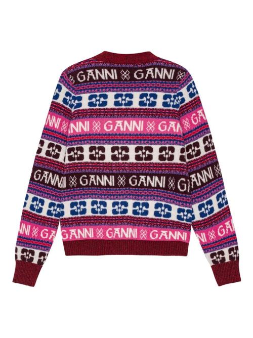 Pink Logo Wool Mix Cardigan Ganni | K2122999