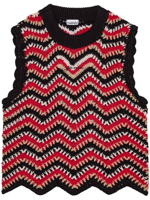 Red/black/white crochet top Ganni | K2160474