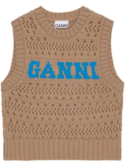 Light brown organic gilet Ganni | K2166177