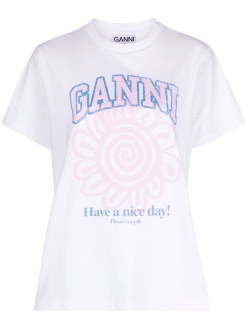 Relaxed Flower organic-cotton T-shirt Ganni | T3716151