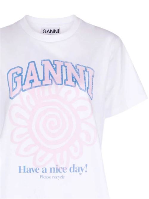 Relaxed Flower organic-cotton T-shirt Ganni | T3716151