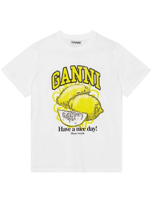 logo-print organic-cotton T-shirt Ganni | T3768151