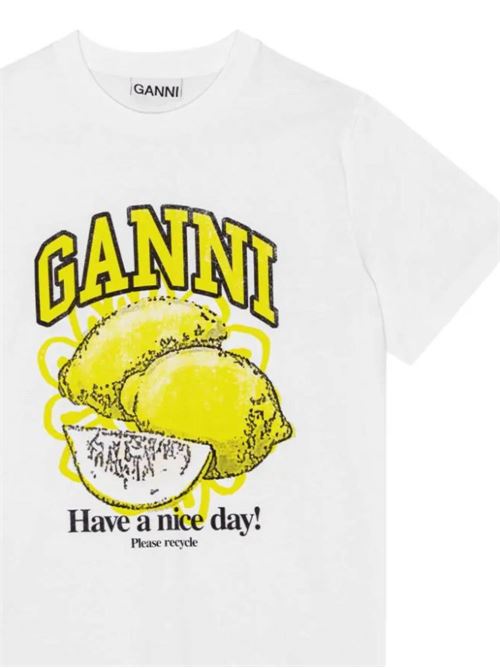 T-shirt in cotone organico con stampa del logo Ganni | T3768151