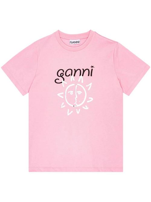 T-shirt con stampa del logo in cotone Ganni | T3771395