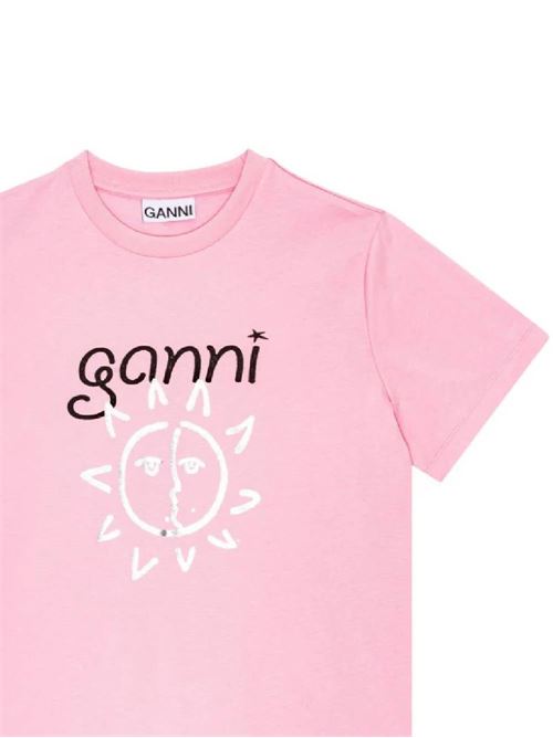 T-shirt con stampa del logo in cotone Ganni | T3771395