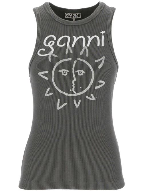 Medium grey stretch-design top Ganni | T3782490