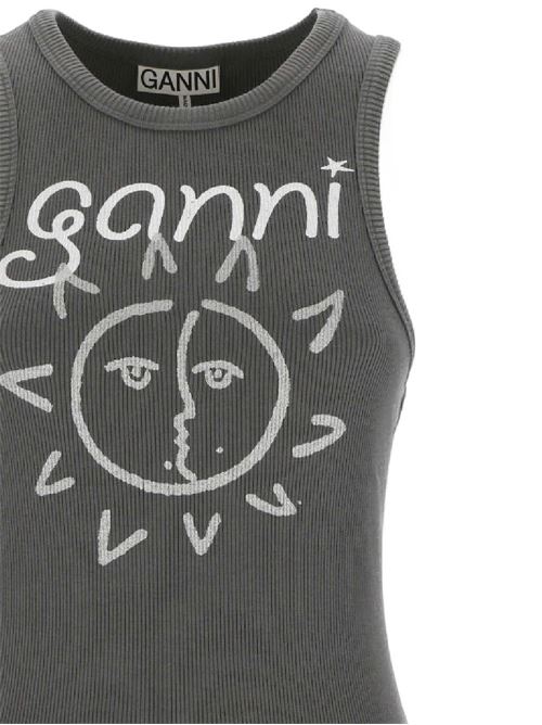 Top con stampa del logo Ganni | T3782490