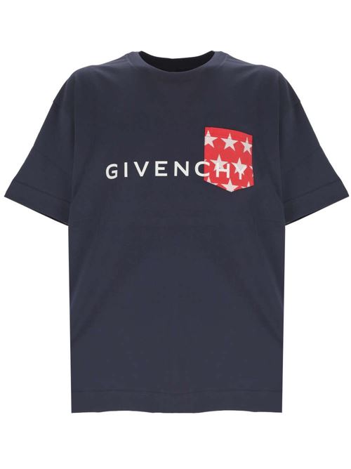 T-shirt uomo in cotone blu Givenchy | BM71J83YJL402