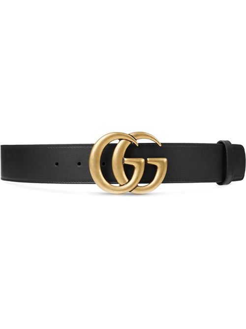 Black leather signature Double G Gucci | 400593AP00T1000