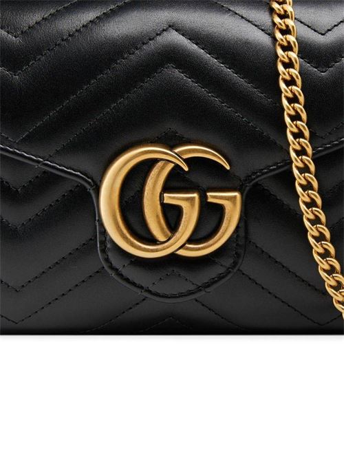 black leather signature Double G logo Gucci | 474575DTD1T1000