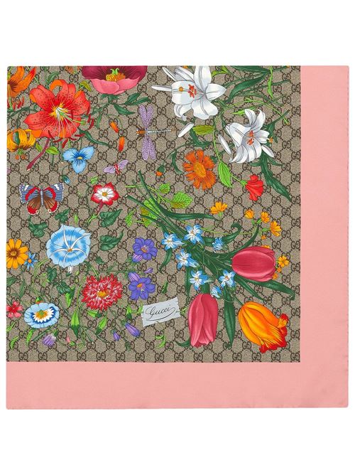 FOULARD IN SETA CON STAMPA GG FLORA Gucci | 6025853G0019772